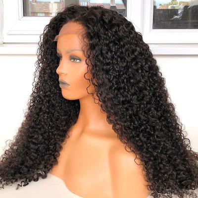 China Factory Long Outlet 13x4 Lace Front Human Hair Wigs Transparent Brazilian Curly Kinky Curly Lace Frontal Wig For Black Women for sale