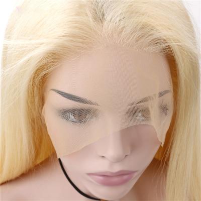 China Baby Hair 613 Blonde Virgin Hair Wigs For Women With Baby Hair 13*4 Brazilian Remy Hair Pre Plucked Transparent Lace Wig for sale