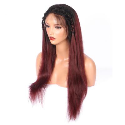 China Baby Hair T1B/99J Wine Red Color Hair Wigs For Black Women With Baby Hair 150% Density Brazilian Remy Hair Pre Plucked for sale