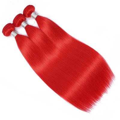 China Straight Silk Straight Cuticle Aligned Red Hair Bundles With Lace Closure for sale