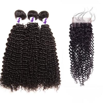 China Wholesale Kinky Curly Cuticle Aligned Malaysian Kinky Curly Hair With Closure for sale