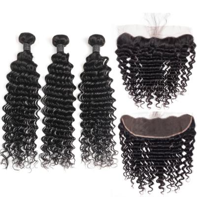 China Deep Wave Hair Weave Dispensers Cuticle Aligned Hair Bundle for sale