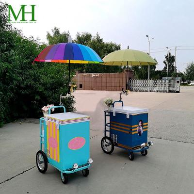 China Commercial Use Mobile Ice Cream Push Cart Factory Direct Selling Gelato Mobile Supply Cart for sale