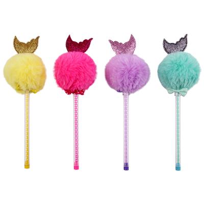 China Top Quality Pen Licheng BP3647 Top Quality Ballpoint Pen Best Fuzzy Mermaid Tail Pom Pom Lucky Pen Brand for sale