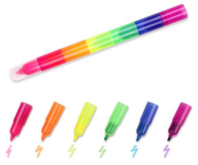 China Rainbow Highlighter Pen Licheng HM99 6 in 1 Rainbow Highlighter Pen, Mini Multi Colored Highlighter Pen for sale