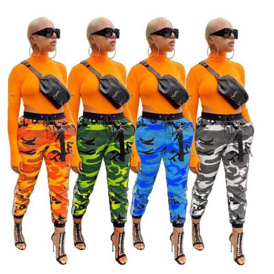 China Anti-Wrinkle Camouflage Pants Waistband Fashion Two Colors Elastic Pants For Women Autumn Clothes for sale