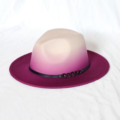 China European And American Style Most Popular Spring Belt Buckle Panama Gradient Fedora Hat for sale