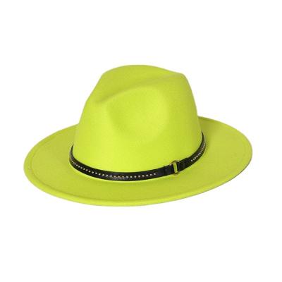 China European and American Wide Brim Daily Life Style Large Faux Wool Felt Fedora Hat With Rhinestones for sale