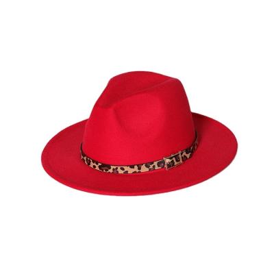 China European and American Style Retro Fedora Hat with Leopard Belt for Women and Men Jazz Panama for sale