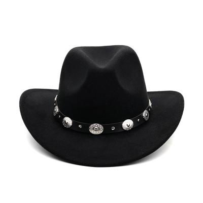 China European And American Style Top Fashion Outdoor Multicolor Punk Rolled Brim Felt Jazz Cowboy Hat for sale