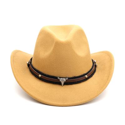 China European And American Style Morden Style Mens Faux Fedora Wool Felt Big Brim Cowboy Hats for sale