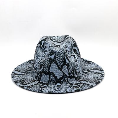 China ENGLAND STYLE High Quality Custom Wide Brim Snake Print Felt Fedora Hats for sale