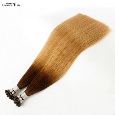 China Raw Virgin Remy Hair Extension Polythene Bundle Single strands Double Drawn 100% i Tip Hair Extensions for sale