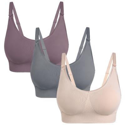 China Pregnant Women Nursing Seamless Maternity Breathable Front Open Nursing Bra For Wireless Bra De Subjectador De Lactancia Postpartum for sale