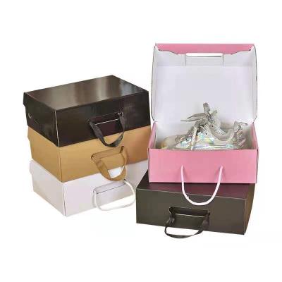 China Recycled Materials Shoe Box Kraft Paper Shoe Box Corrugated Slip Shoe Box for sale