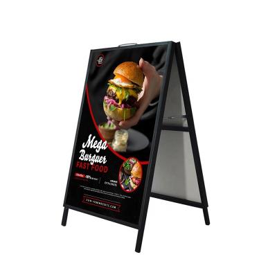 China Portable Demountable Portable Activity Display Poster Stand Advertising Double Sided Heavy Metal Windproof One-Shaped Frame for sale