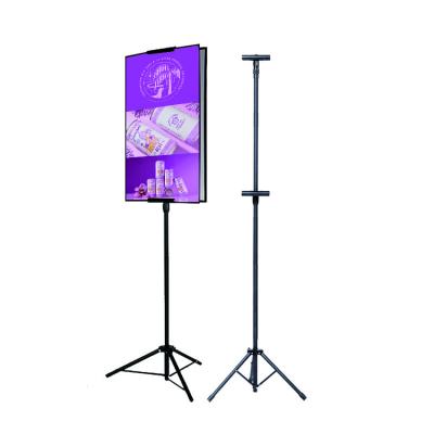 China Custom Printed Materials Adjustable Tripod Poster Shelf Banner Display Stand For Trade Show for sale