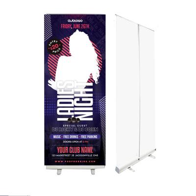 China Factory supply indoor outdoor advertising display and satin spring exterior retractable door backdrop automatic banner display printing roll for exhibition for sale