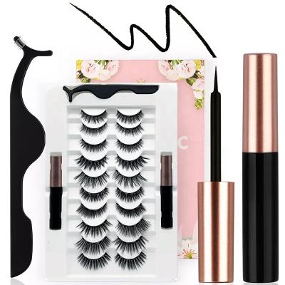 China Natural Soft Private Label Magnetic Eye Lashes 10 Synthetic Magnet Lashes With Eyeliner Kit for sale