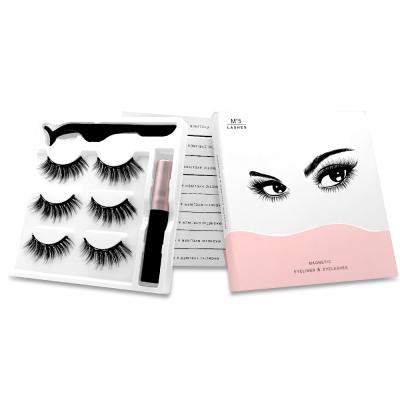 China Natural Soft Private Label Magnetic Eye Lashes Magnetic Synthetic Magnet Eyelashes With Eyeliner Kit for sale