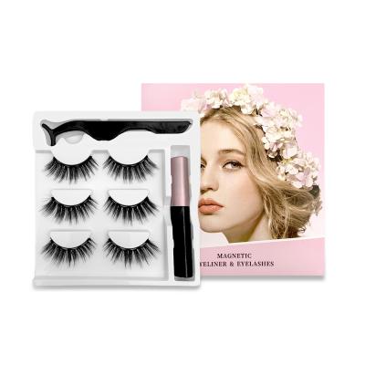 China Private Label Natural Soft Magnetic Eyelashes False Eyelashes With Highlights Magnetic Eyeliner for sale