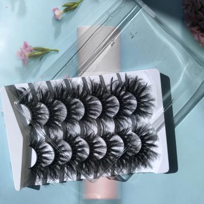 China New 7 Pairs Long 25mm Natural Thick Fluffy 3D Mink False Eyelashes Makeup Tresluces Feather Mink Eyelashes for sale