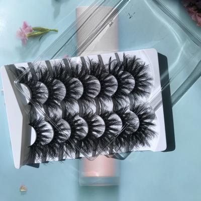 China Feather 7 Pairs Private Label Fake 25mm 3D Mink False Eyelashes Makeup Full Strip Lashes for sale