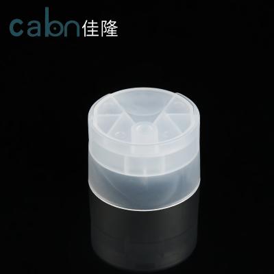 China Non Spill 28/410 Plastic Double Wall Shampoo Plastic Capsules Transparent Plastic Disc Top Cap for sale