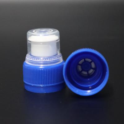 China Wholesale Non Spill 28 / 410 Pull Push Cap Blue Plastic Pull Push Cap for sale