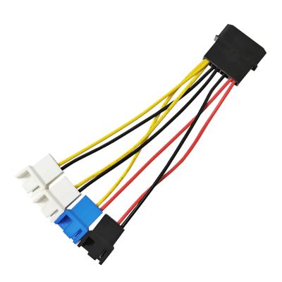 China Tinned copper line D port Molex 4Pin 1 turn 4 fan 3Pin/4Pin third speed 5V 7V 12V conversion computer fan decompression line for sale