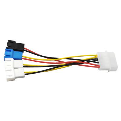 China Tinned copper line Molex 4Pin 1 port Molex 4Pin 1 turn 4 turn fan third gear 5V 7V 12V conversion computer fan decompression line for sale