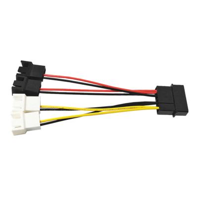 China IDE Molex 4 Pin To 3Pin/4Pin IDE Fan Extension Cord Adapter Tinned Copper Power Cord 1 To 12V 5V Decompression Splitter 4Y Deceleration Line for sale