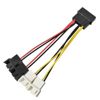 China Tinned copper molex 4Pin 4x to 3Pin/4Pin fan converter adapter cable for computer fan deceleration adapter cable 12V 5V decompression line for sale