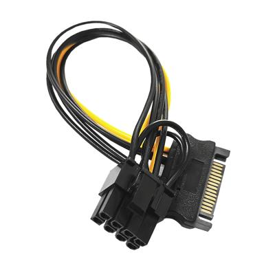 China Copper 15 Pin SATA To 8Pin PCI-E Power Cable 15Pin SATA Male To 8pin (6+2) Male PCI-E Video Card Power Supply Adapter Cable In Stock for sale