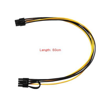 China 60cm Copper 6pin to 8pin Public to Public Graphics Power Cable Riser Cable PCI Express PCIE Video Card Adapter Supply Power Cord for sale