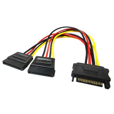 China Copper Computer IDE Adapter Cable 15Pin One--Two to 15 Pin Male to 15 Pin Female Hard Disk SATA Extension Cable One to Two Power Cord for sale