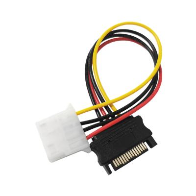 China Copper PC Computer 4 Pin IDE Molex Female to 15Pin SATA Male F/M Adapter Power Cable Cord Power Supply Line 18AWG for sale