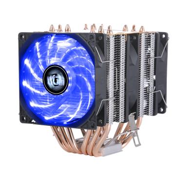 China QZ-920 CPU Heat Pipe 4 Three Fans Copper Pipes CPU Cooler Air Double Tower Fan Mute 1151 1155 1200 1366 3/4 Pin Desktop PC for sale