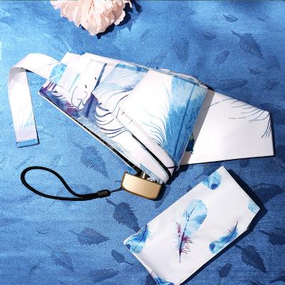 China Feather Style Mini Pocket Casual Umbrella 5 Umbrella Women Super Tiny Capsule Umbrella for sale