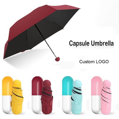 China Hot Selling Outdoor Travel Casual Mini Foldable Rain UV Car Sun Protection Umbrella Capsule for sale