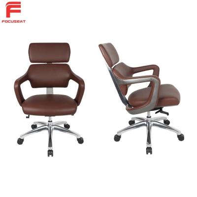 China Kuohu Synthetic Leather Customer Back Ergonom Home Furniture Short Office Rotating Chair With Office Visitor for sale