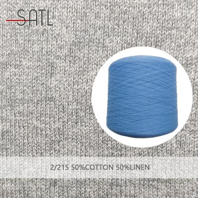 China Hot Sale 2/21s 50%Cotton 50%Linen Mercirised Anti-bacteria Dyed Yarn For Sweater for sale