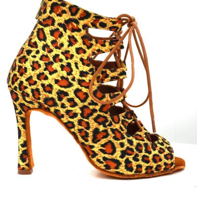 China Hot Selling Fashion Ebay Leopard Color Size Heel Dancing Boots Can Be Customized Latin Dancing Shoes for sale