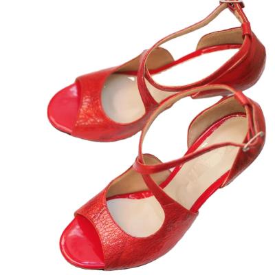 China Fashion\Comfortable\Durable Red Thin Heel US8 Tango Dance Shoes Salsa Latin Leather Outsole Can Be Wear Outdoor And Indoor Dance Lady Shoes for sale