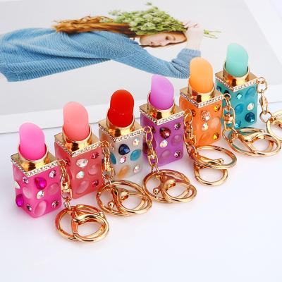 China Hot Girly Charm Rhinestone Jelly Rhinestone Lip Gloss Lip Gloss Key Chain Key Chain Hot Sale New Arrival Promotion Gift Lip Gloss Keychain for sale