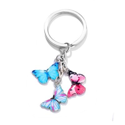 China Eco-friendly Colorful Enamel Butterfly Key Chain Jewelry Car Key Butterfly Pendants Women Bag Accessories for sale