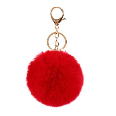 China Furry Girls Pom Pom Keychain For Women And Puff Ball Faux Rabbit Fur Ball Fashion Dangle Accessories 8CM Round Shape New for sale