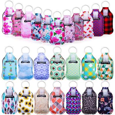 China Durable New Design Empty Travel Size Bottle Key Chain Holders Set Neoprene Hand Sanitizer Holders Key Chain for sale