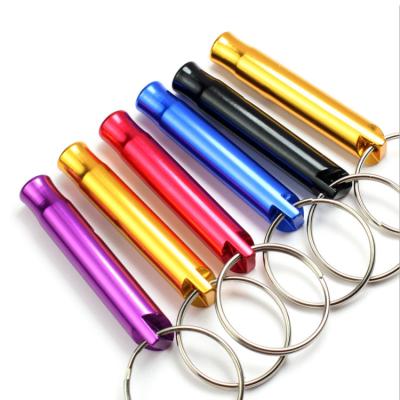 China Emergency Aluminum Alloy Emergency Camping Hiking Outdoor Sport Tools Aid Whistle Key Chain for sale