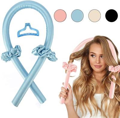 China Eco-Friendly Satin Rolling Tool Rods Hair Curlers No Curling Tape Rod Headband With Clips Heatless Hair Wrap Curling Scrunchies for sale